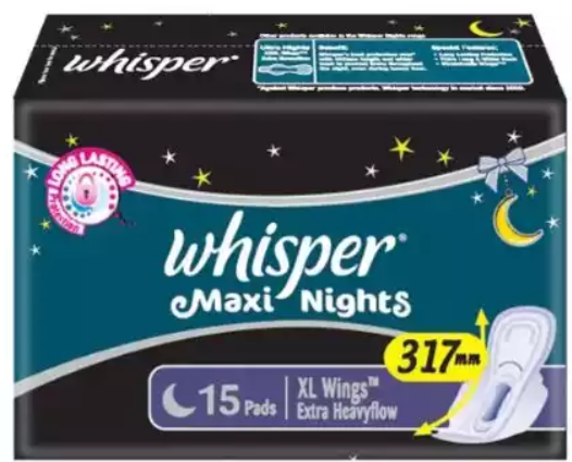 Whisper Maxi Nights Xl Wings 15 Pads